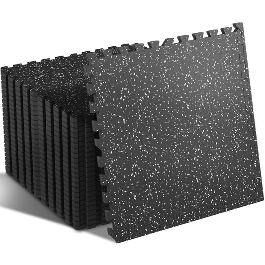 SUPERJARE 0.4'' Thick 24 Pcs 96 Sq Ft Rubber Top Exercise Equipment Mats, High Density EVA Foam