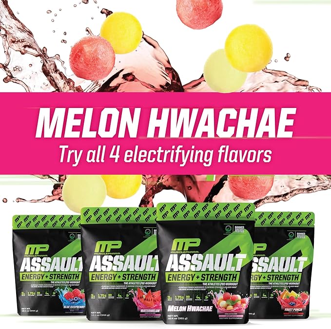 Muscle Pharm Assault Energy & Strength Pre Workout Powder for Men & Women with Beta Alanine