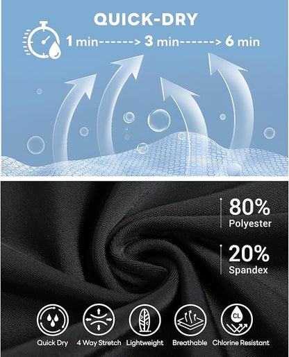 HUGE SPORTS Men's Rash Guard Swim Shorts Compression Swimming Jammer Cool Dry Active Swimsuit
