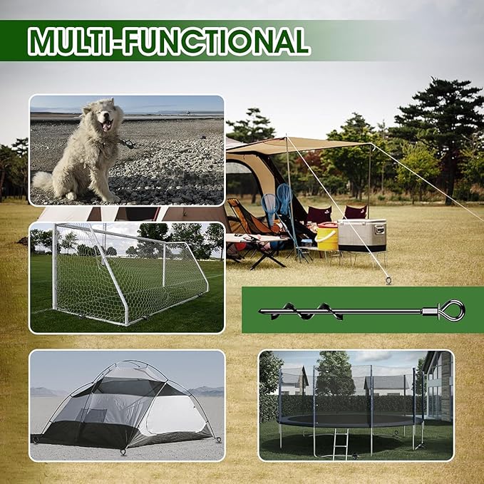 Trampoline Anchors Set of 16 - Heavy Duty Trampoline Stakes - Ground Anchors Resistant High Wind