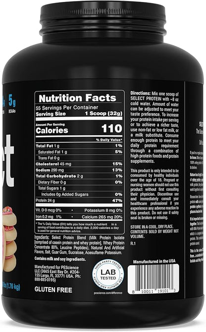 PEScience Select Protein Powder, Whey and Casein Blend, Clean Protein Powder for Women and Men, Low