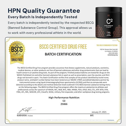 HPN C2 Creatine Monohydrate for Performance, Recovery, Strength, Working Out, Vegan, Non-GMO, Dairy