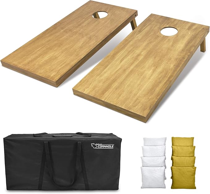 GoSports 4 ft x 2 ft Regulation Size Wooden Cornhole Boards Set - Includes Carrying Case - Full