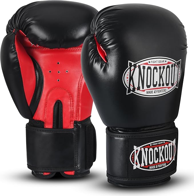 Knockout Gel Boxing Gloves for Men Women - Pro Training Sparring, Maya Hide Leather Muay Thai MMA