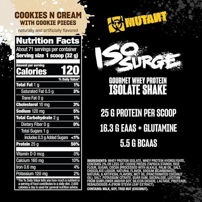 Mutant ISO Surge Whey Protein Isolate Powder Acts Fast to Help Recover, Build Muscle, Bulk and
