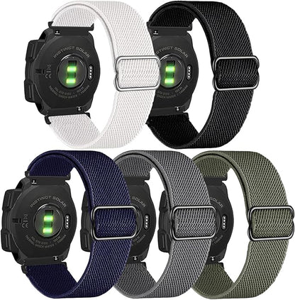 5 Packs Stretchy Nylon Bands Compatible with Garmin Instinct/Instinct 2 Solar, 22mm Sport