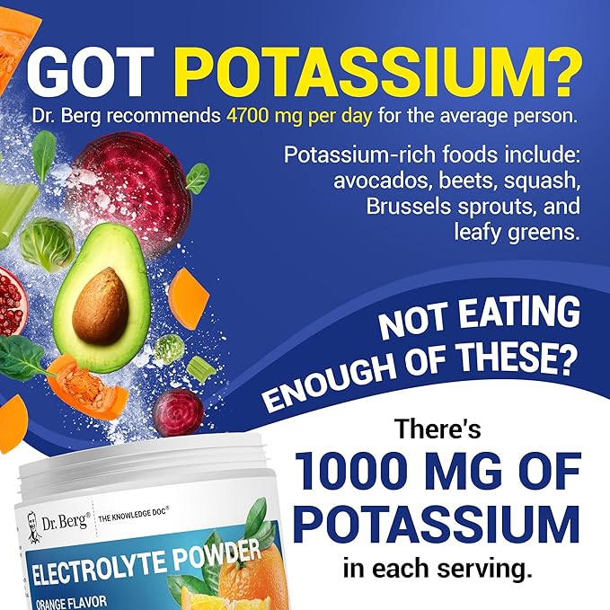 Dr. Berg Zero Sugar Hydration Keto Electrolyte Powder - Enhanced w/ 1000 mg of Potassium & Real
