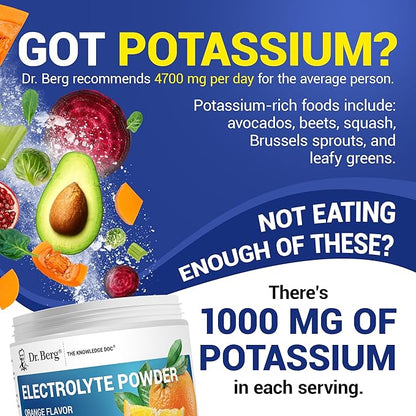 Dr. Berg Zero Sugar Hydration Keto Electrolyte Powder - Enhanced w/ 1000 mg of Potassium & Real