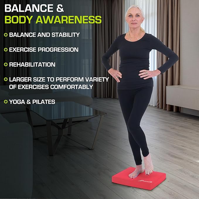 ProsourceFit Exercise Balance Pad ??Non-Slip Cushioned Foam Mat & Knee Pad for Fitness and