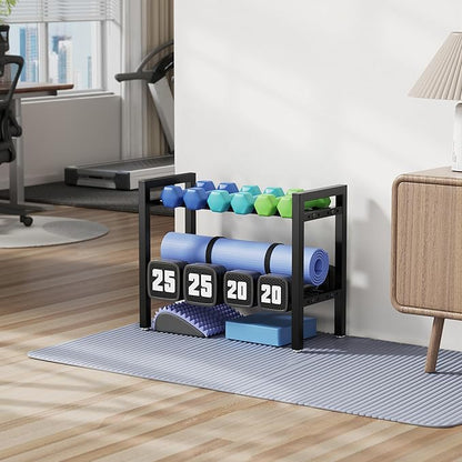 Dumbbell Rack 2-Tier 20 IN Length Adjustable Weight Rack For Home Gym Dumbbells Kettlebell (Rack