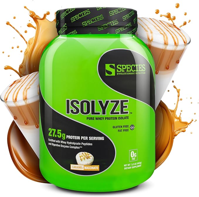 Species Nutrition Isolyze Whey Protein Powder, 100% Whey Isolate for Muscle Building, 27.5g Protein
