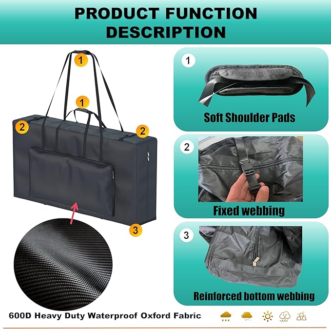 Cornhole Carrying Case, Cornhole Bag Tote Fits 4' x 2' Regulation Size Board, Heavy duty 600D