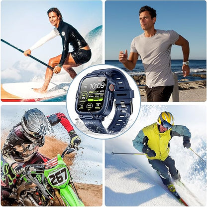 Dsytom Waterproof Case with Band Compatible for Apple Watch Band 46mm 45mm 44mm 42mm(S11/10) 41mm