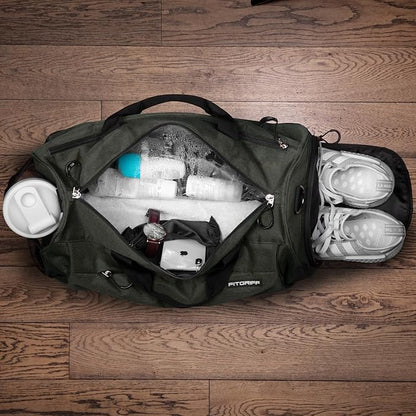Fitgriff® Gym Bag for Men & Women with Shoe & Wet Compartment - Duffle Bag for Travel, Sports