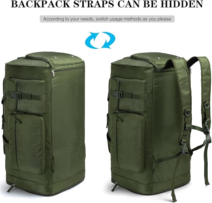Lyweem Large Duffle Bag Backpack for Travel, 70L Heavy Duty Gym Duffel Bag with Shoes Compartment