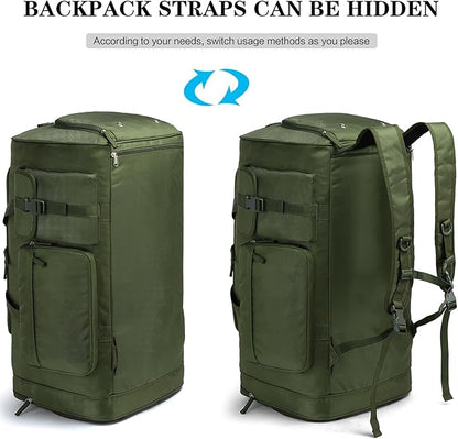Lyweem Large Duffle Bag Backpack for Travel, 70L Heavy Duty Gym Duffel Bag with Shoes Compartment