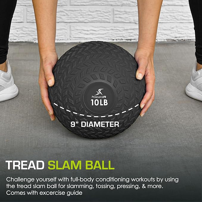 ProsourceFit Slam Medicine Balls 5, 10, 15, 20, 25, 30, 50lbs Smooth and Tread Textured Grip Dead