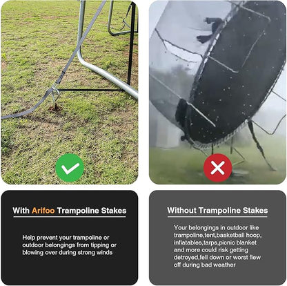 Trampoline Stakes Heavy Duty Strong and Galvanized Steel Corkscrew High Wind Anchor Kit for