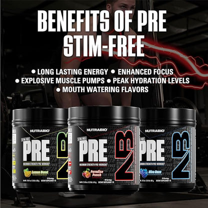 NutraBio STIM-Free PRE Workout for Men, New Formula | Laser Focus, Extreme Pumps | Performance