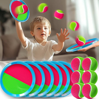 Toss and Catch Ball Game Set, Beach Outdoor Toys for Kids Boys with Paddle, Balls and Storage Bag