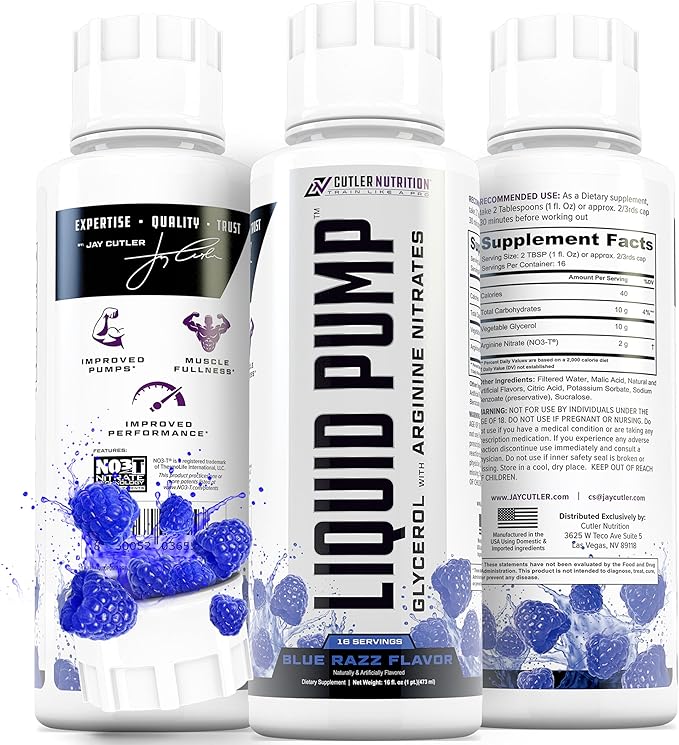 Liquid Pump - Glycerol and Arginine Nitrates for Optimized Pump pre-Workout Liquid Caffeine Free