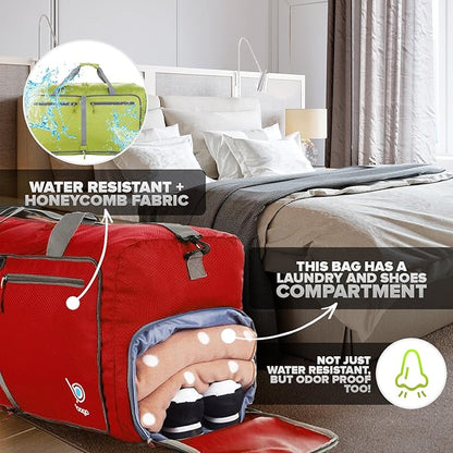Bago Large Foldable Duffel Bags for Traveling Women & Men - 80L Packable Duffle Bag for Travel with