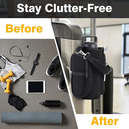 Magnetic Gym Bag for Men & Women - Water Bottle Holder, Crossbody Strap, Touchscreen Pocket &