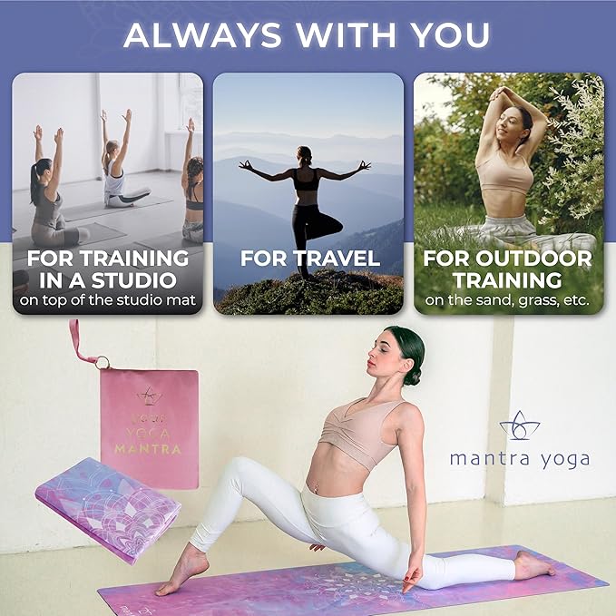 Mantra Yoga Travel PRO 1.5mm - Foldable Fitness & Exercise Mat with Bag | Lightweight, Compact &
