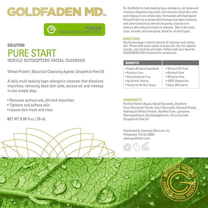 GOLDFADEN MD Pure Start Gentle Detoxifying Natural Facial Cleanser Grapefruit Peel Oil, Organic Red