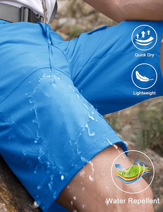 CRYSULLY Men's Hiking Cargo Shorts Outdoor Summer Lightweight Quick Dry Work Casual Shorts with 5