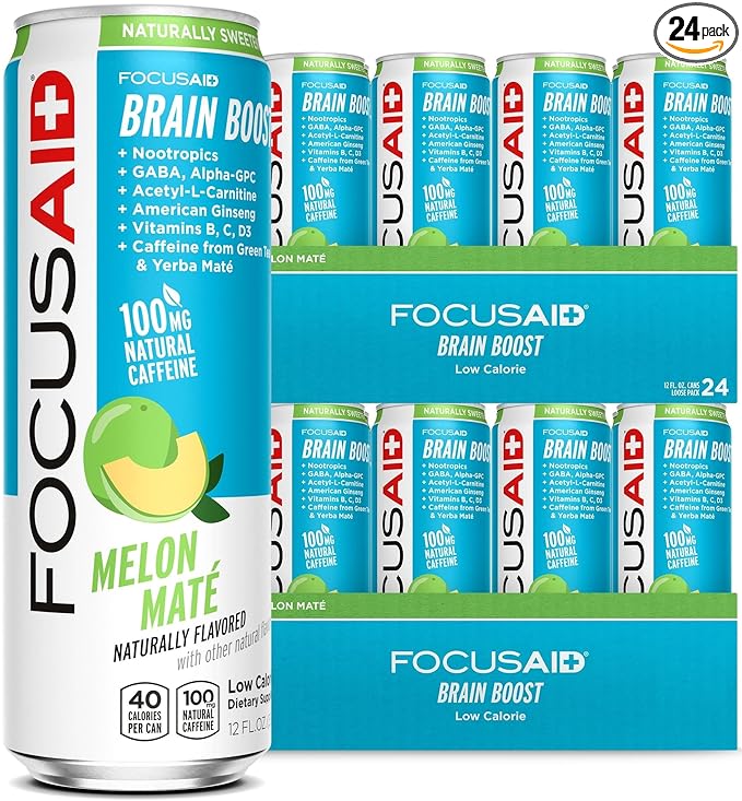 FOCUSAID Energy Blend, Nootropics Drink for Brain Fuel, Alpha-GPC, GABA, B-Complex, Yerba Mate
