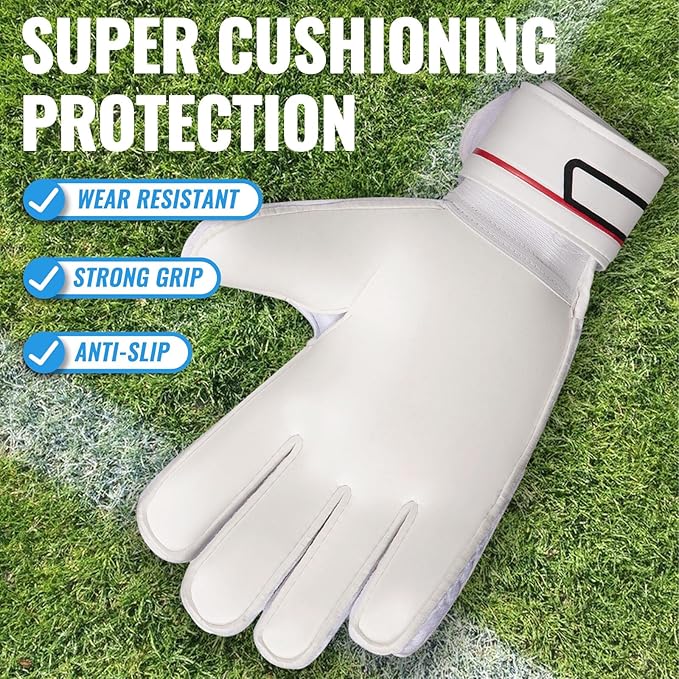 Malker Soccer Goalie Gloves Goalkeeper Gloves with Fingersave and Double Wrist Protection, Strong