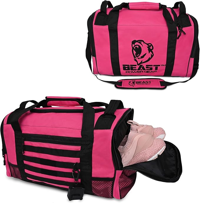 Gym Duffle Bag- Workout, Boxing, MMA, Sports Bag with Shoes Compartment and Adjustable Shoulder