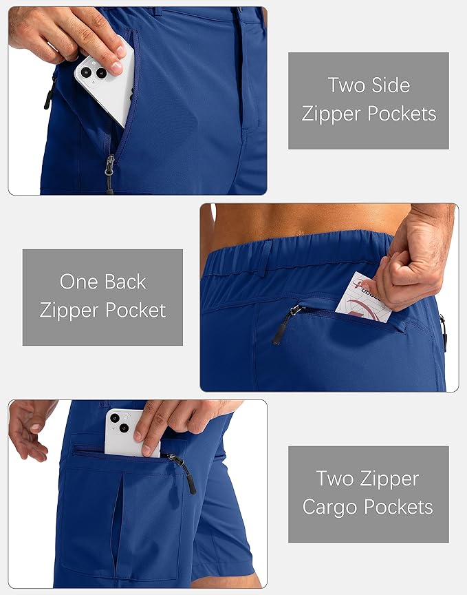 Pudolla Men's Hiking Cargo Shorts 9" Lightweight Outdoor Work Shorts for Men Travel Golf Camping