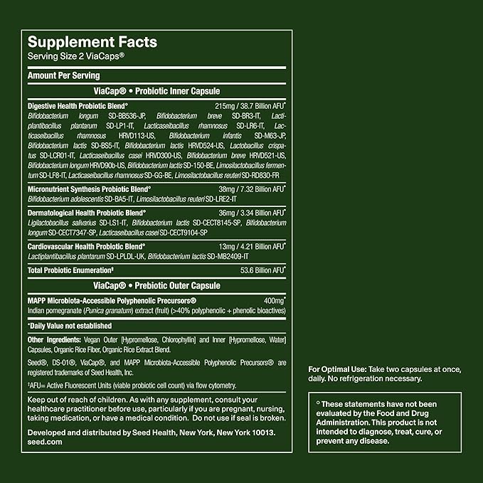 Seed DS-01 Daily Synbiotic - Prebiotic and Probiotic for Women & Men - Digestive Health, Gut