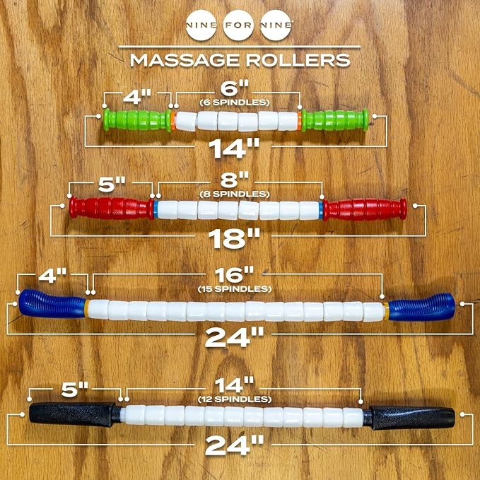 Nine 4 Nine Massage Stick - A Handheld Spindle Massage Stick - Full Body Muscle Recovery &
