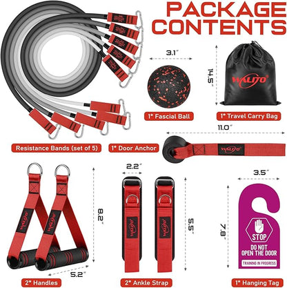 WALITO Resistance Bands Set - Exercise Bands with Handles, Door Anchor, Legs Ankle Straps, for