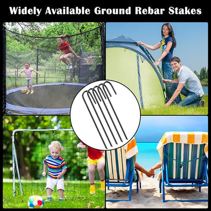 Sadnyy 36 Pcs 12 Inch Rebar Stakes Metal Chain Link Anchors for Ground Fence Garden Heavy Duty J