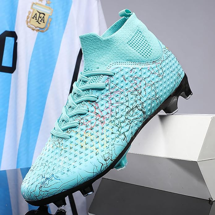 Men's Soccer Shoes High-Top Soccer Cleats Outdoor Breathable Athletic Professional Spikes Youth