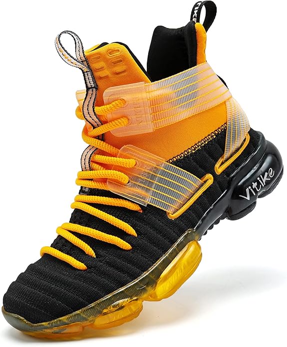 VITUOFLY Kids Basketball Shoes Boys Air Cushion Sneakers Girls Mid Top School Hoops Shoes Non-Slip