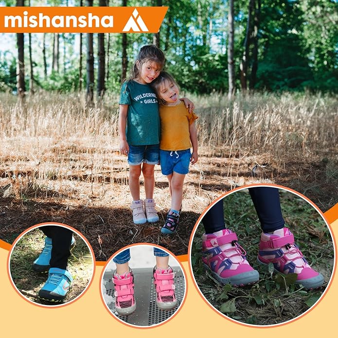 Mishansha Kids Hiking Boots Toddler Girls Boys Hiking Shoes Water-Resistant Anti-Collision Non-Slip