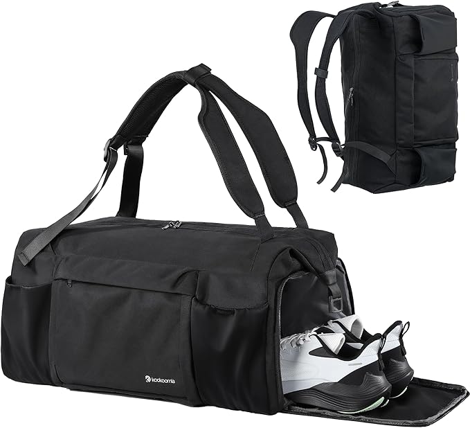 Gym Bag for Men with Shoes Compartment and Wet Pocket Convertible Duffle Bag and Gym Backpack