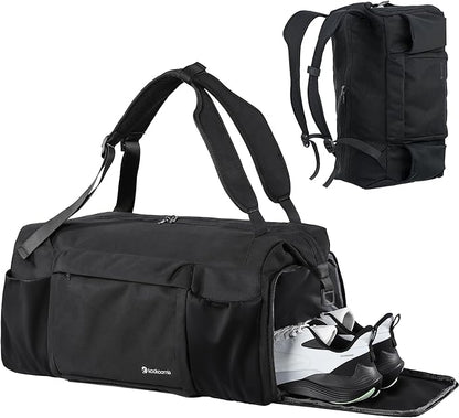 Gym Bag for Men with Shoes Compartment and Wet Pocket Convertible Duffle Bag and Gym Backpack