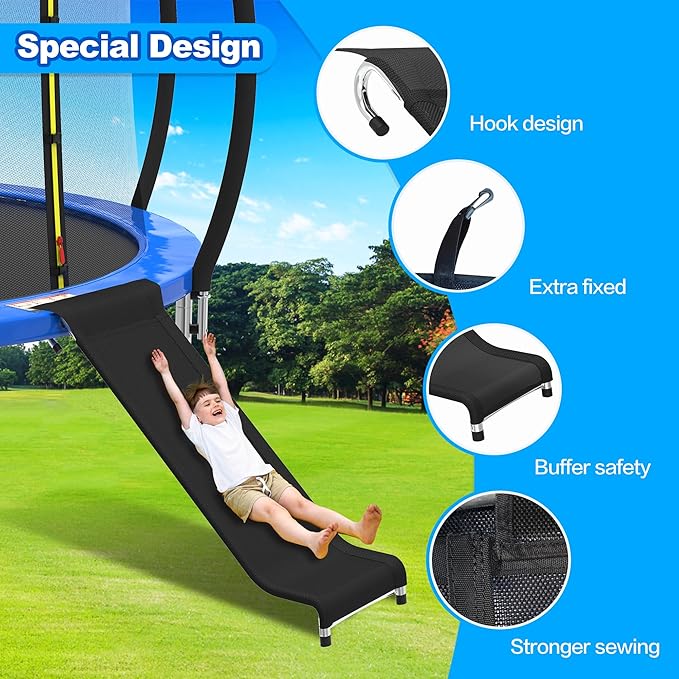 Trampoline Ladder Slide Kit, Trampoline Universal 3 Steps Wide Ladder & Buffer Slide,Universal Step
