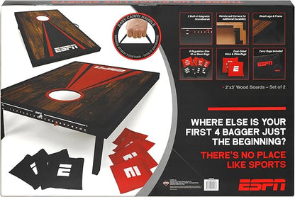 ESPN Cornhole Board Set Includes Bean Bags and Travel Case, Ideal for Kids Games, Family Games, and
