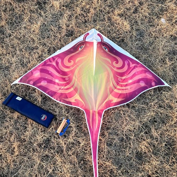 Mint's Colorful Life Devil Fish Kite for Kids and Adults，Easy to Fly Delta Kites Single Line Large