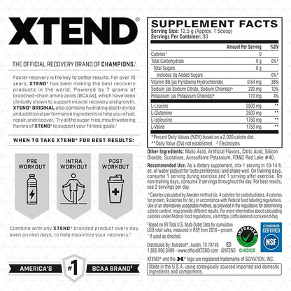Xtend XTEND Original BCAA Powder 7g BCAA and 2.5g L-Glutamine, Sugar Free Post Workout Muscle