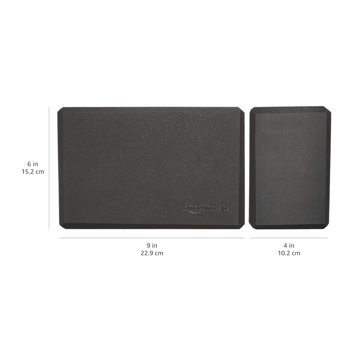 Amazon Basics Non-Slip Yoga Blocks, Set of 2, Deepen Poses, 4" x 9" x 6", Black