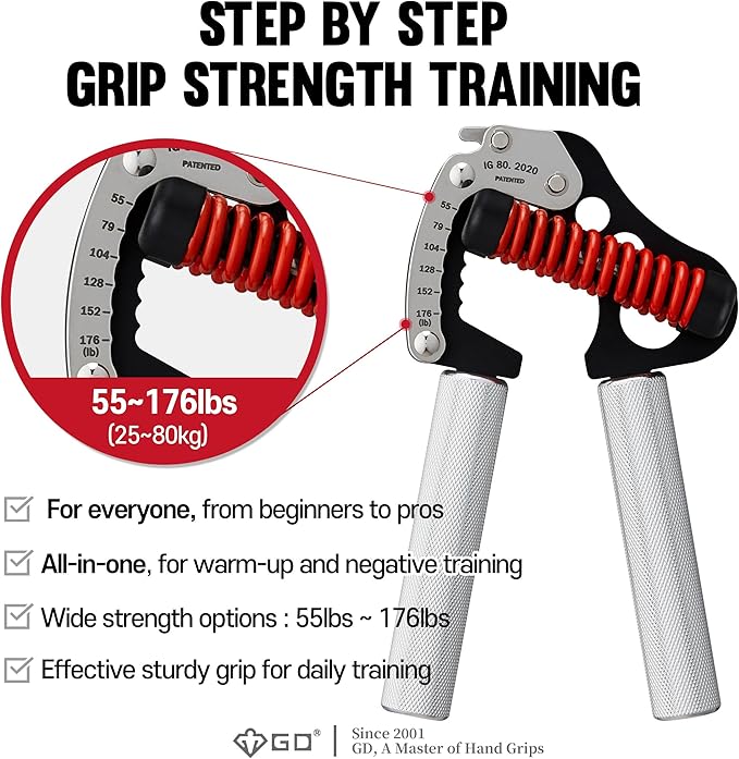 GD IRON GRIP Grip Strength Trainer Adjustable Hand Gripper Strengthener Hand Grip Exerciser Wrist