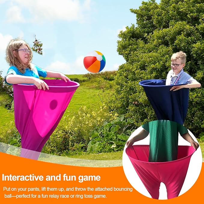 Granny Pants Yard Game Set with Bouncy Balls & Pump,Giant Stretchy Pants, Fun Tossing Games Props
